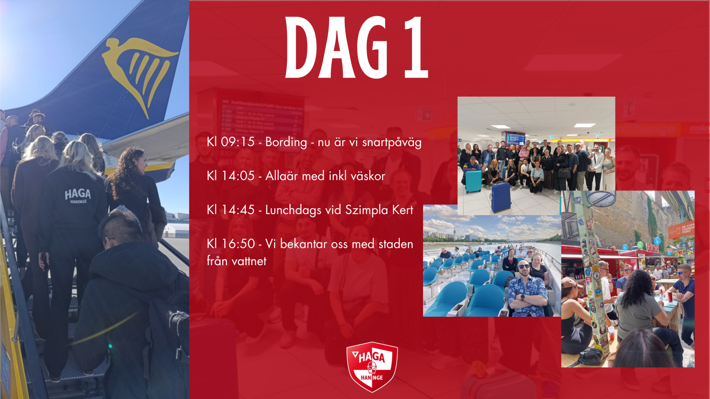 Schema och bilder från första resedagen